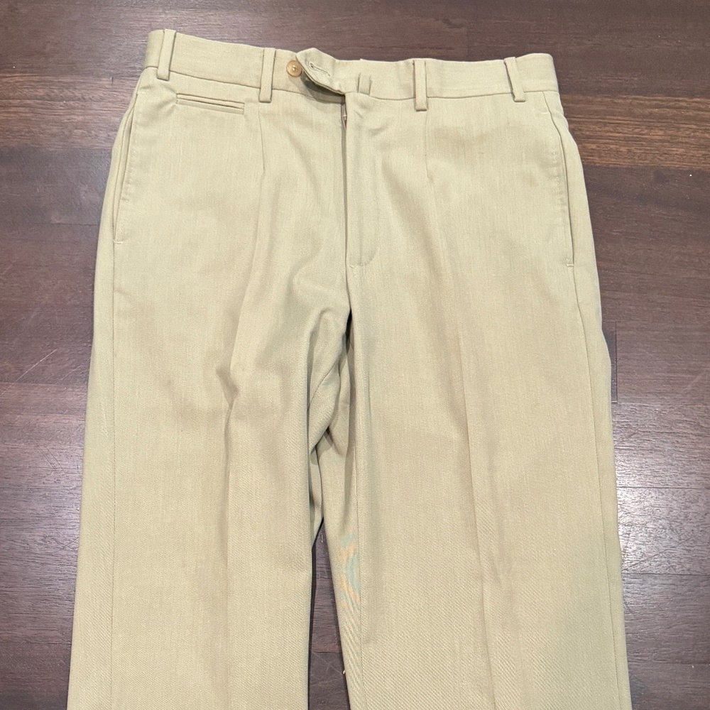 Isaia Green Flat Front Dress Slacks- Size 32